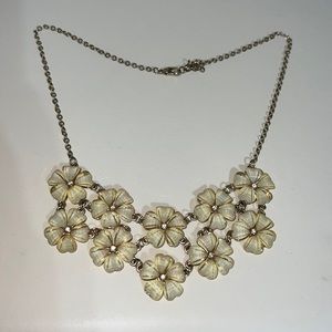 Forever 21 Yellow Floral Gold Statement Necklace